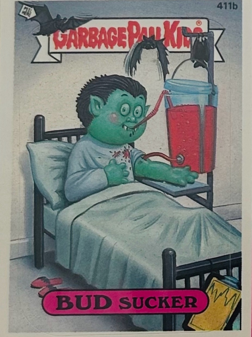 Vintage 1980’s Garbage Pail Kids BUD SUCKER Collector’s Sticker Card